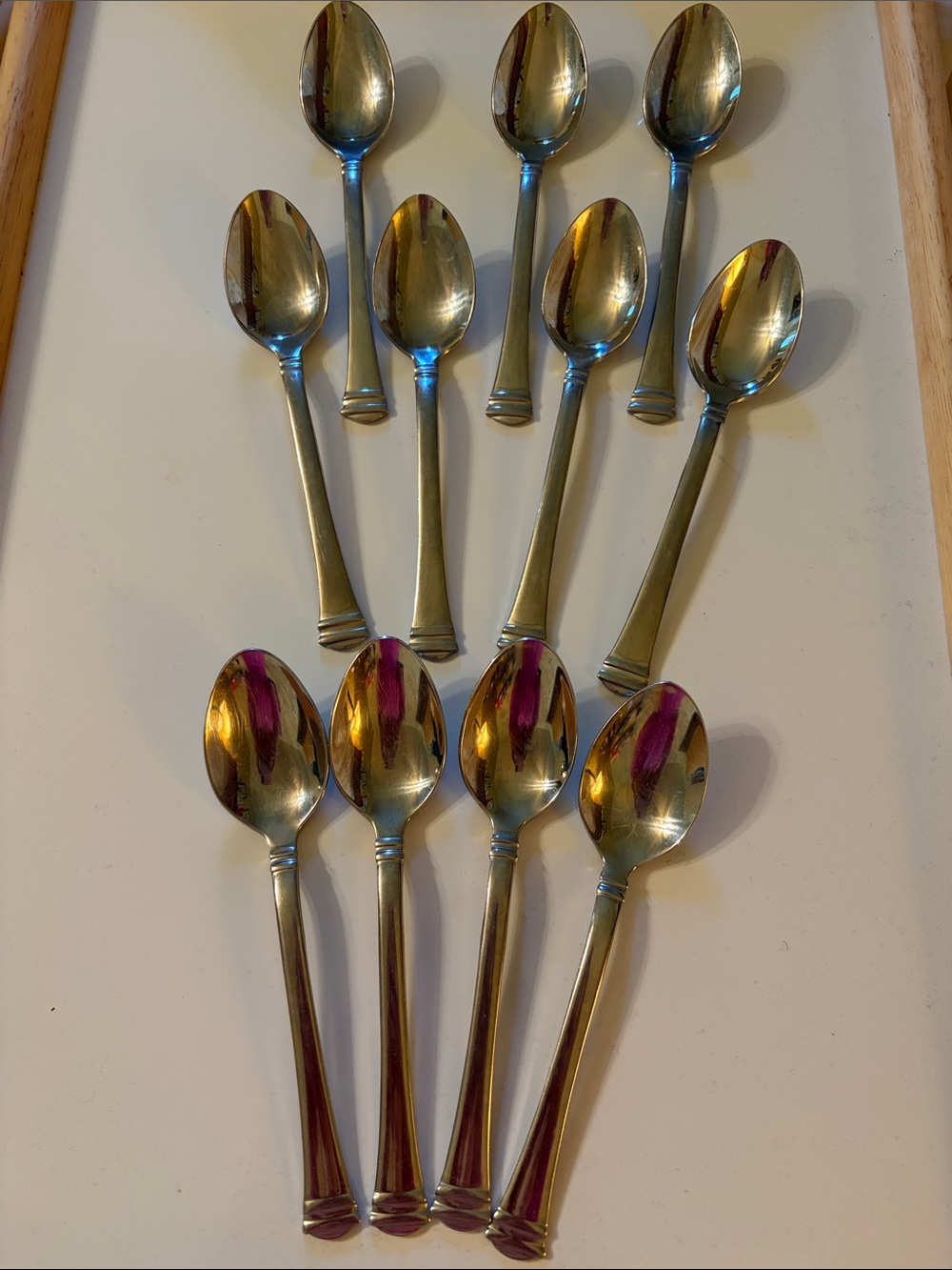Towle Classique Bands flatware 18/8 glossy stainless set of 11 teaspoons VGUC